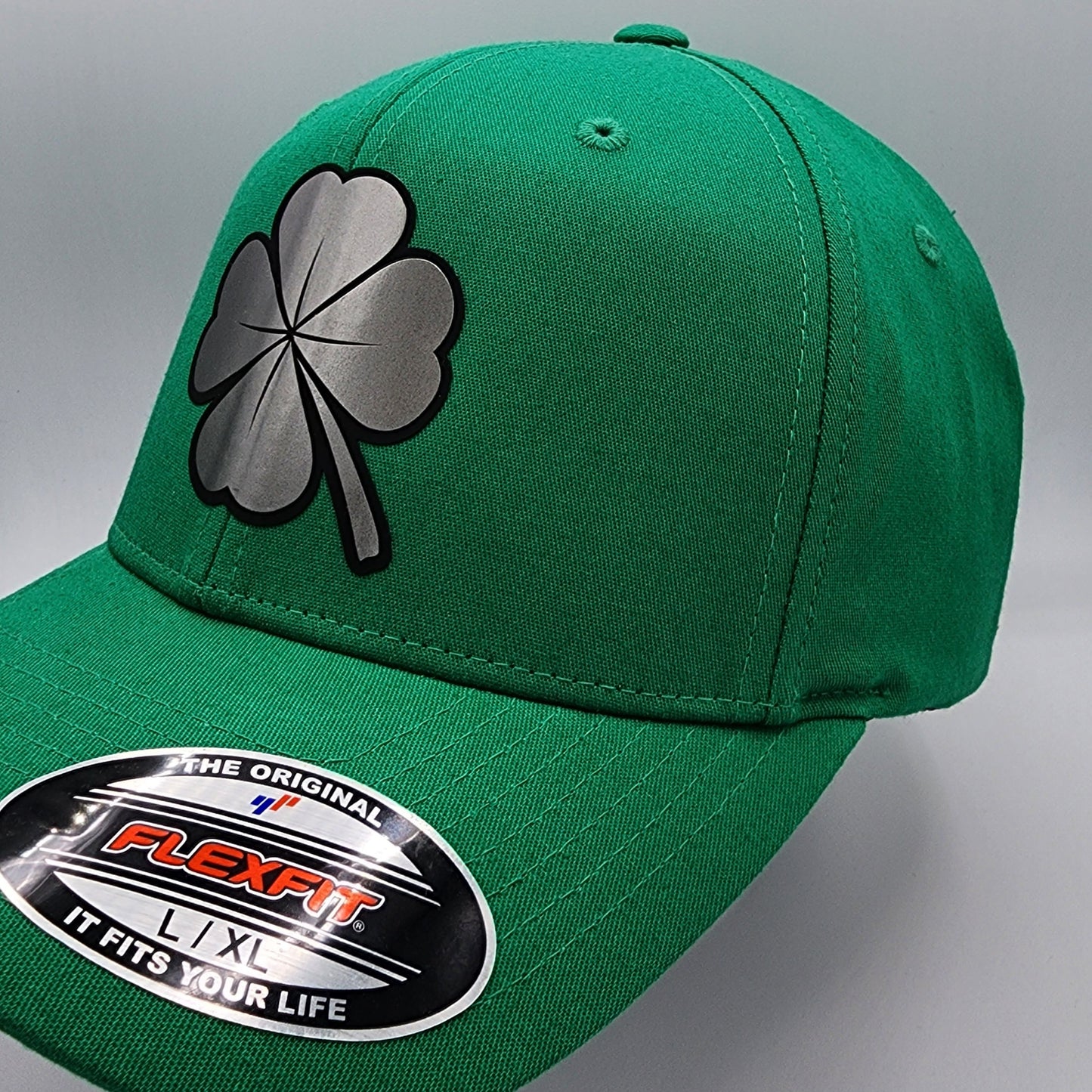 Metallic Four Leaf Clover Fitted Hat, Clover Hat, St. Patricks Day Hat, Lucky Hat Active