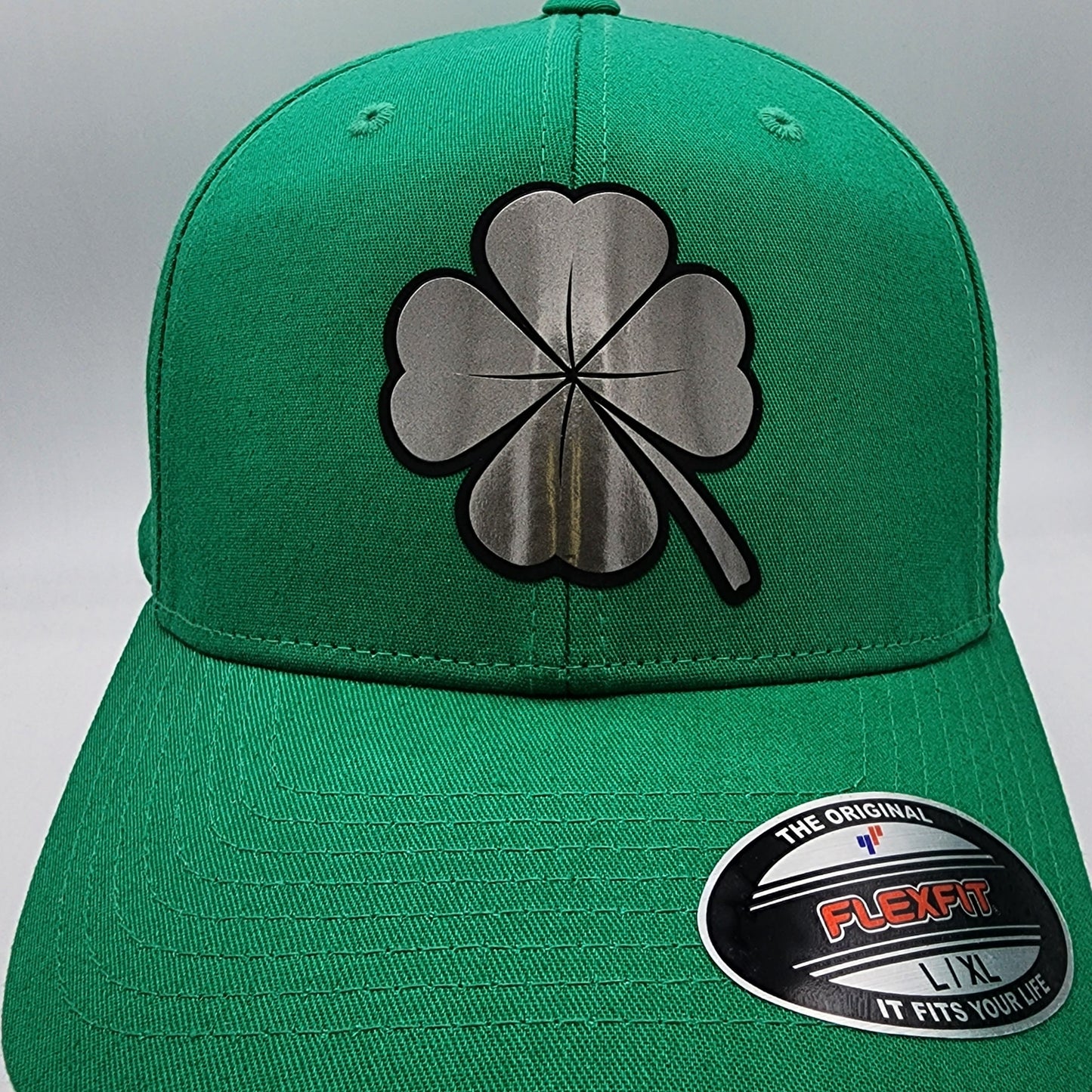Metallic Four Leaf Clover Fitted Hat, Clover Hat, St. Patricks Day Hat, Lucky Hat Active