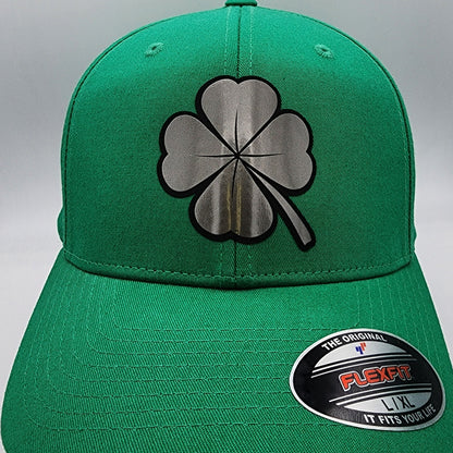 Metallic Four Leaf Clover Fitted Hat, Clover Hat, St. Patricks Day Hat, Lucky Hat Active
