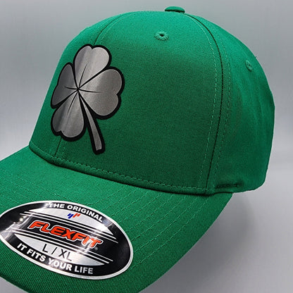 Metallic Four Leaf Clover Fitted Hat, Clover Hat, St. Patricks Day Hat, Lucky Hat Active